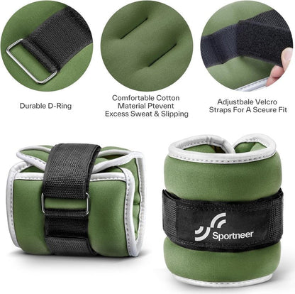 Ankle Weights for Men, Women & Kids - Adjustable 1/2/4/6/10 LBS Set with Reflective Strips | Strength Training & Fitness