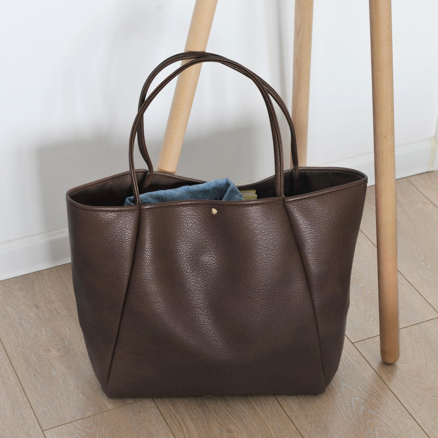 Oversize Pu Leather Tote Women Weekender Bag Shopper Handbag Travel Purse (Coffee)