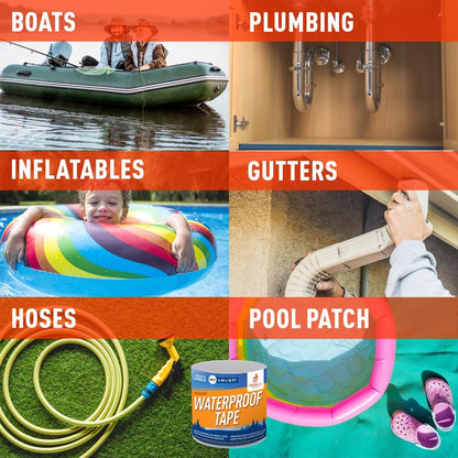 Firebelly Outfitters Heavy Duty Waterproof Tape for Leaks – All-Weather Sealant for Outdoor & Indoor Repairs – Marine Grade, Weatherproof, Strong Adhesive for Pools, Roofs, Plumbing, and More (White)