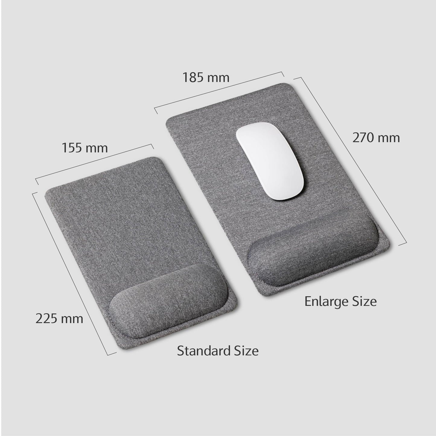 SenseAGE Compact Ergonomic Mouse Pad with Wrist Rest Support, Pain Relief, Non-Slip Base, Optimized Tracking Surface, Lightweight & Portable, Ideal for Office, Home & Travel, 8.9 x 6.1 in (Grey)