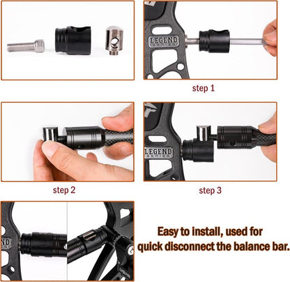 Archery Compound Bow Stabilizer - Adjustable 6" to 12" Vibration Reduction | 3K Carbon Fiber Body & Damping System