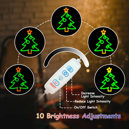 Christmas Tree Neon Signs,Adjustable Brightness Led Lights Sign Christmas Decorations,USB Powered Neon Sign for Wall Decor Xmas Gifts Home