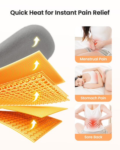 Heating Pad for Period Cramps, Fast Heating with 6 Heat Levels and 6 Massage Modes, Portable Menstrual Heating Pad, Belly Period Massager for Women and Girls, Pink
