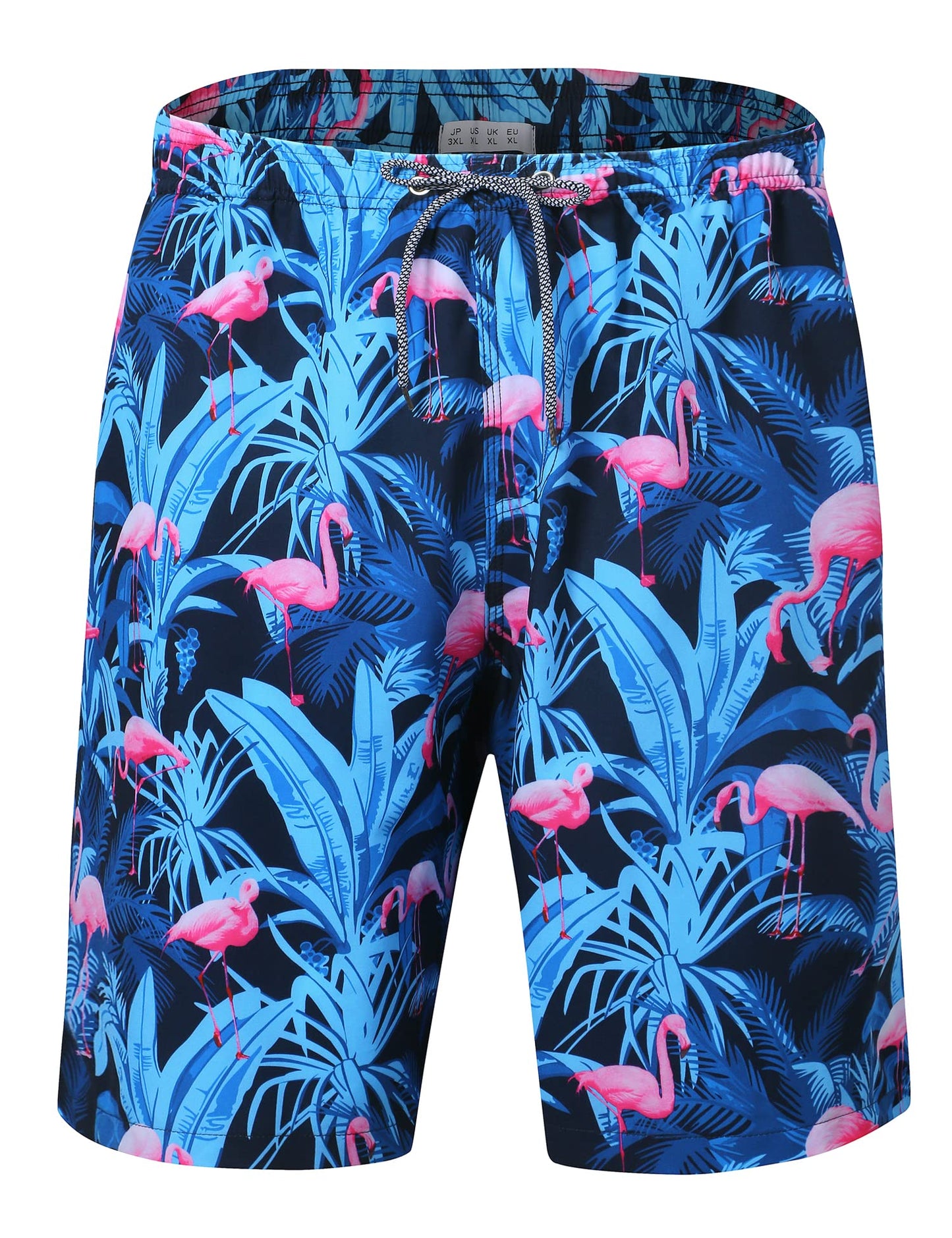 ELETOP Men's Swim Trunks Quick Dry Bathing Suit Swimming Board Shorts Mesh Lining Beach Swimwear Flamingo Blue 3XL