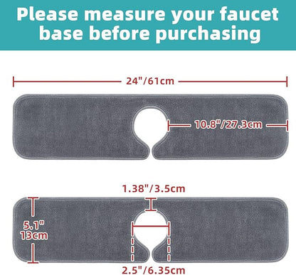 PoYang 2 Pack Faucet Mat for Kitchen Sink Splash Guard Long: Super Absorbent