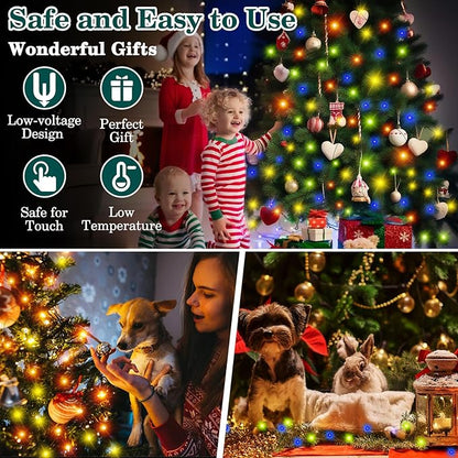Christmas Lights Outdoor 1000 LED 328FT String Lights Multicolored, IP67 Waterproof Indoor Christmas Fairy Lights,8 Modes 4-Level Dimming with Remote for Garden Tree Patio Balcony Xmas Party Decor