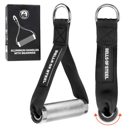 Bells of Steel Aluminum Exercise Handles for Cable Machine Attachment Premium Gym Handles for Functional Trainers, Smooth-Bearing Rotation, Light Knurling Grip, Rust-Resistant, Sold in Pairs