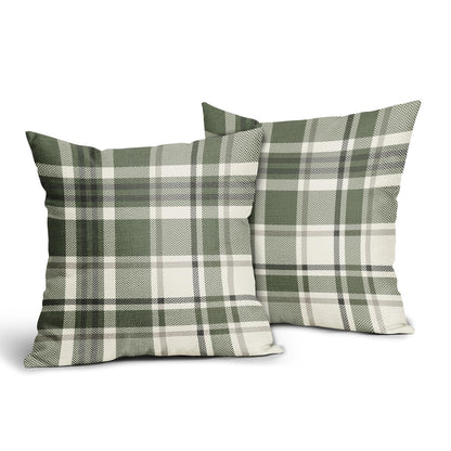 Sage Green Plaid Pillow Covers 18x18 Set of 2 Spring Buffalo Checkered Decorative Tartan Pillowcases Christmas Holiday Seasonal Outdoor Rustic Farmhouse Throw Cushion Case Decor for Couch Sofa Bed