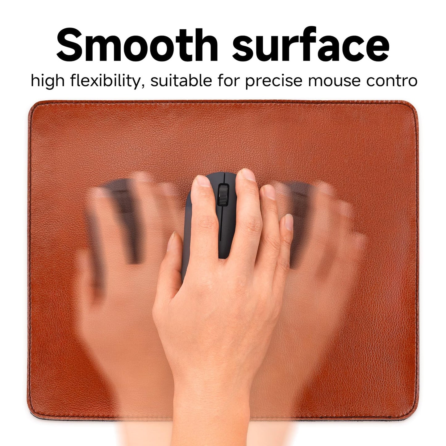 Brown Handmade Leather Mouse Pad with Stitched Edge Micro-Fiber Base with Non-Slip Waterproof, Mouse Pad for Computers, Laptop, 8 x11Inch