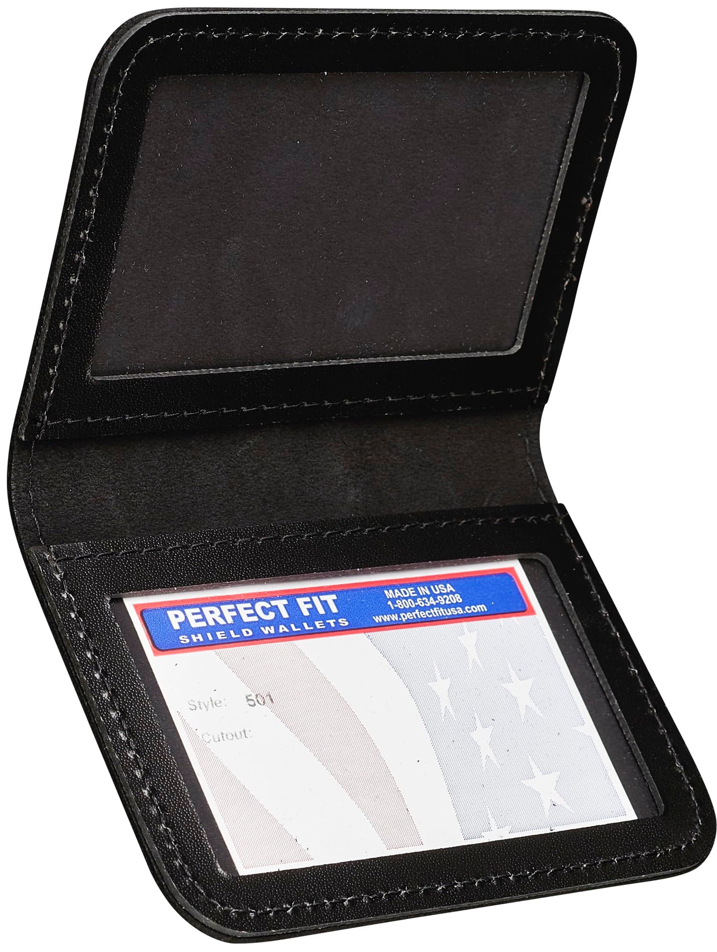 Perfect Fit Shield Wallets 2 ID Leather License Holder Bifold Double I.D. Credit Card Gun Permit Standard Card Size Slim Wallet (Black)