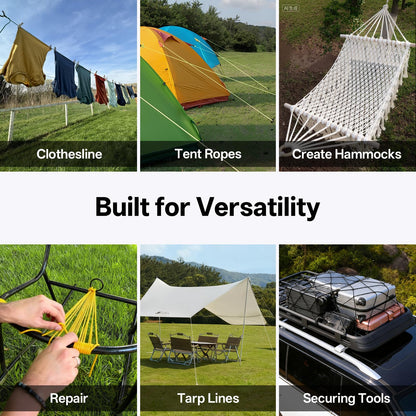 HOKINETY 1200 Paracord Rope - 4.4mm 14 Strand Nylon Parachute Spool para Cord Lanyard for Outdoor Camping Survival Utility Tent Crafting DIY Projects Fishing Clothsline Bracelet - Black 50FT