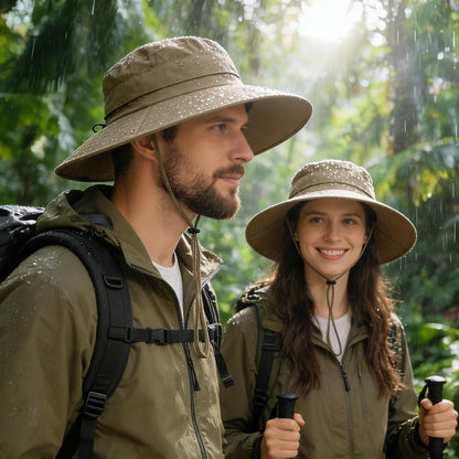 Men's UPF 50+ Waterproof Wide Brim Boonie Hat, Sun & Rain Protection Camel