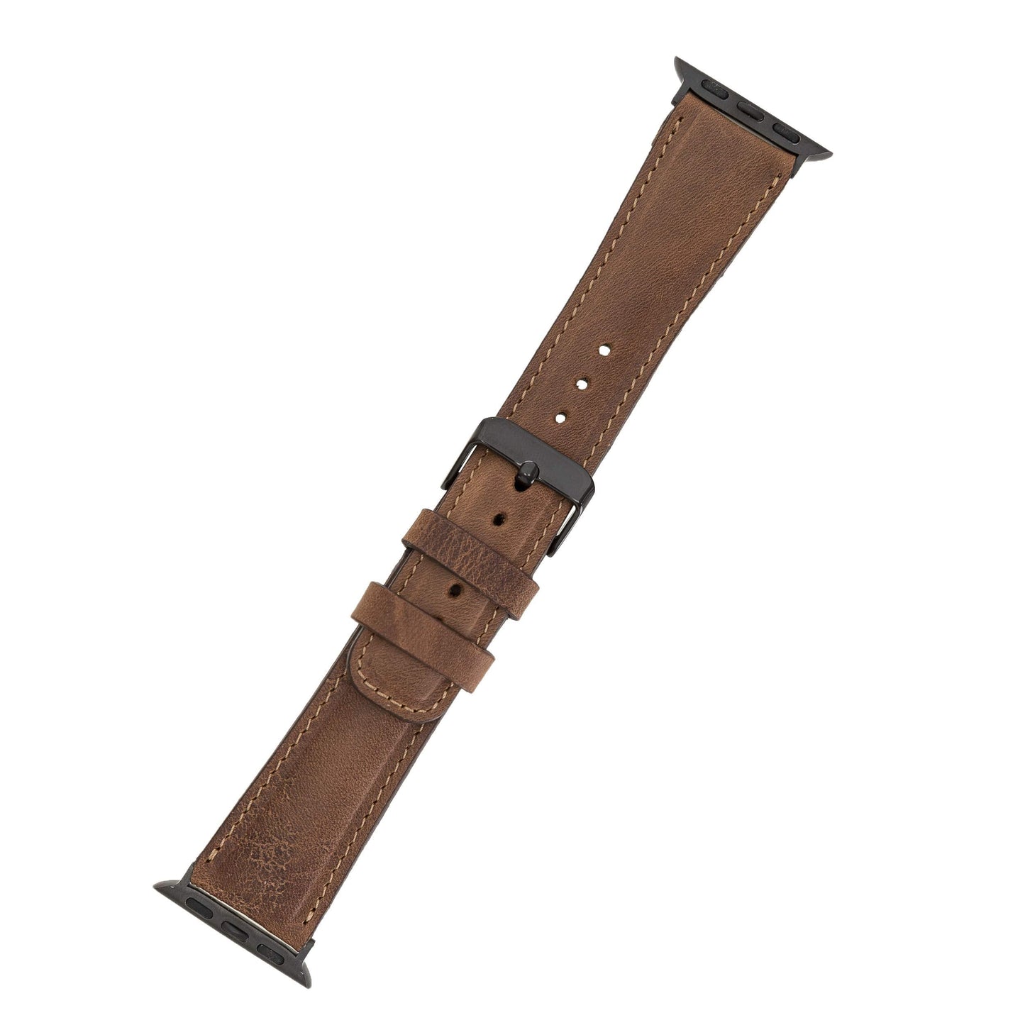 benvato Premium Handmade Leather Watch Band for Apple Watch Ultra 3 2 1 & SE 3 2 1 & Series 11 10 9 8 7 6 5 4 3 2 1 fits 49mm 46mm 45mm 44mm (Saddle Brown w/Black Connector&Clasp)