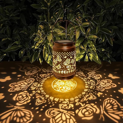 Solar Lantern Outdoor Decorations, Waterproof Hanging Lights for Outside Garden Yard Patio Porch Balcony Decor, Christmas Birthday Gifts for Mom Grandma Women (Style_ Butterfly_2Pack)