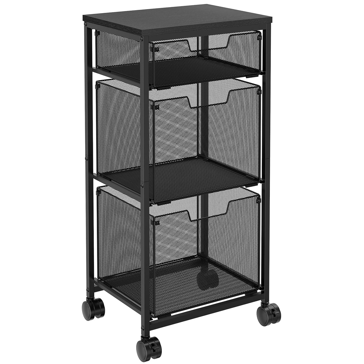 Sbanmao Rolling Storage Cart with 2L+1S Drawers, Metal Utility Cart on Wheels with Wooden Top, Craft Art Storage Organizer Cart for Classroom, Office, Home