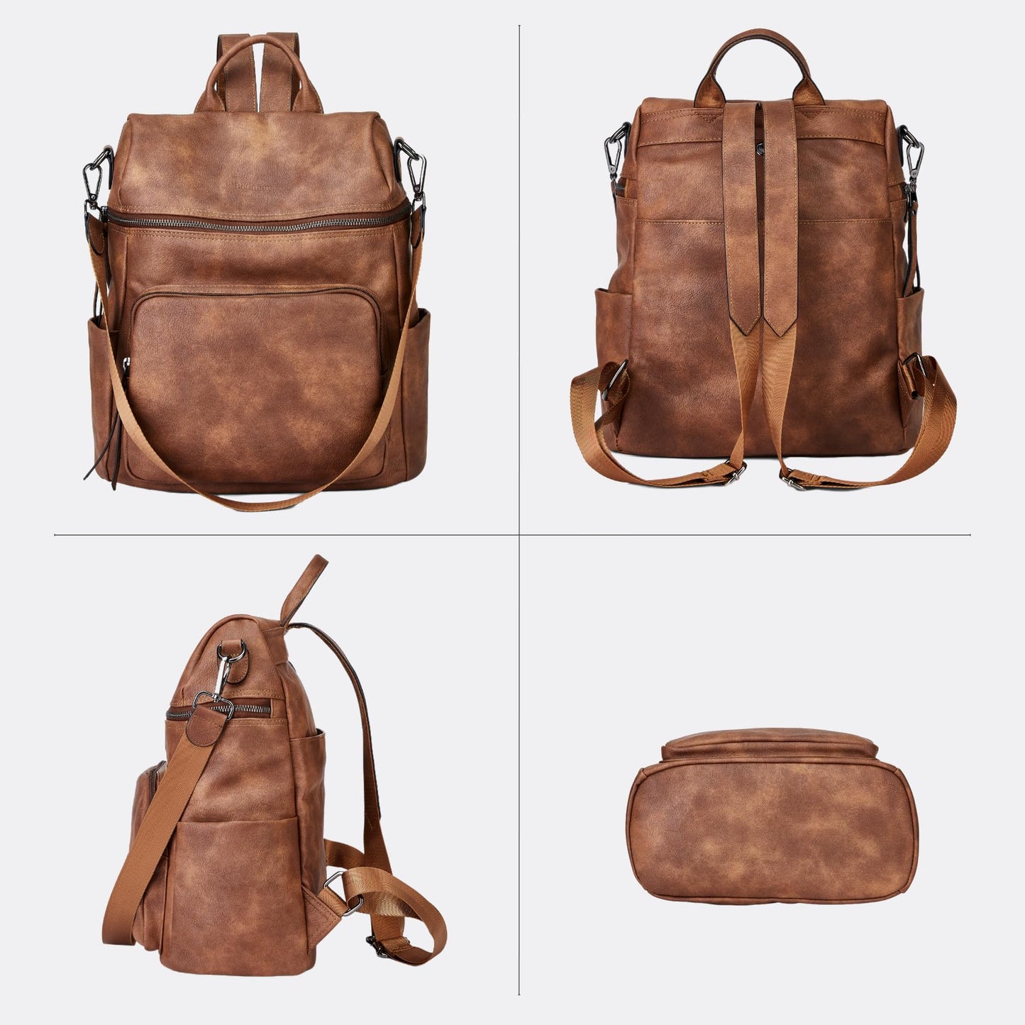 Botimmy Anti-Theft Backpack Purse for Women, Convertible 3-in-1 Vegan Leather Backpack with Hidden Zipper, Adjustable Shoulder & Crossbody Bag for Travel and Daily Commute