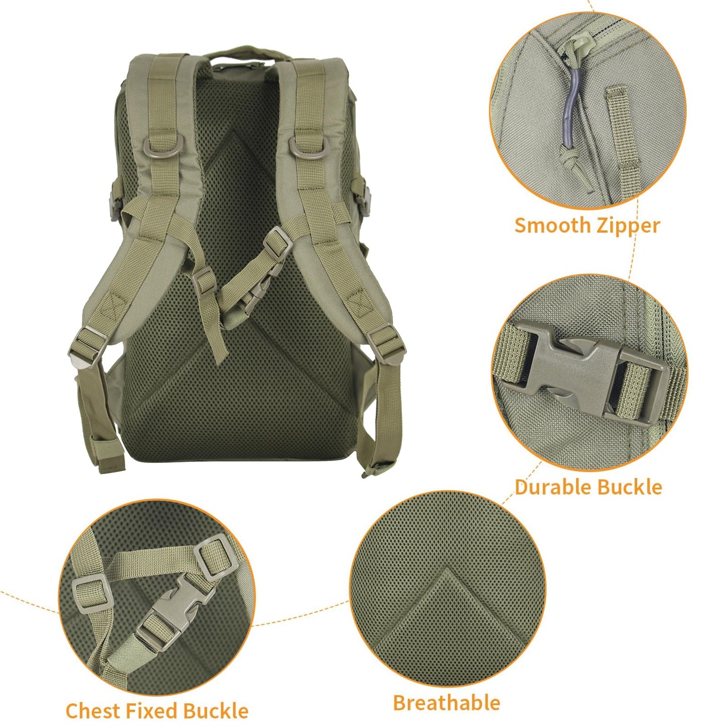 PAIWPHLI Small Tactical Backpack Military Daypack 12L Molle Bag Rucksack Army Daypack for Outdoor,Hiking,Camping,Travel (Green)
