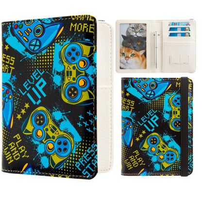 Passport and Vaccine Card Holder Combo Passport Holder with Vaccine Card Slot Wallet Credit Card Protector with RFID Blocking Women Men (Gaming Enthusiast)