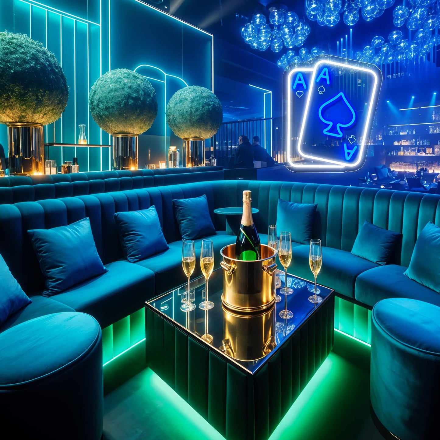 Poker Neon Sign, Playing Cards Neon Sign for Wall Decor Poker Dimmable LED Neon Light Sign for Bedroom Casino Bar Game Room Man Cave Wall Art Birthday Party Decor（Blue）