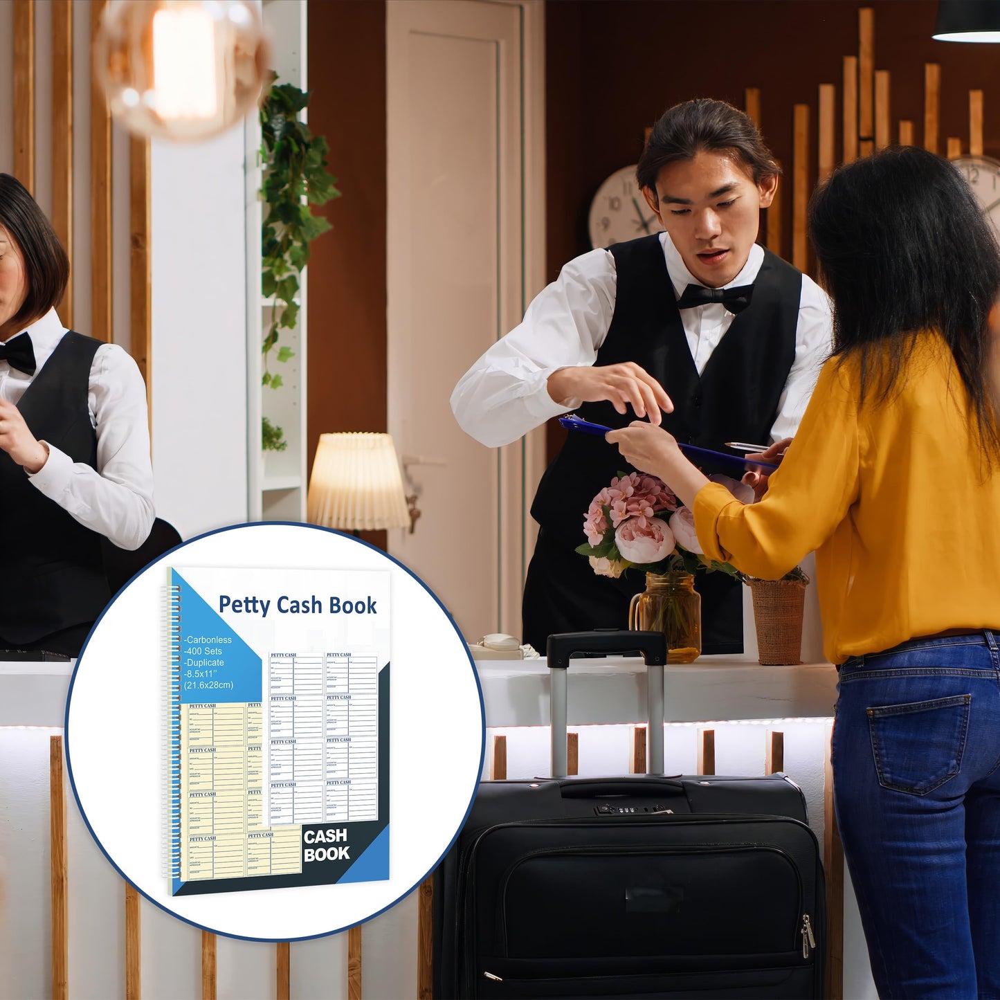 400 Sets Petty Cash Log Book 8.5 x 11 Inch 2 Part Conbonless Copy Petty Cash Receipt Book Cash Receipt Book Deposit Slips Carbonless Duplicate for Office Business Store Accounting (1)