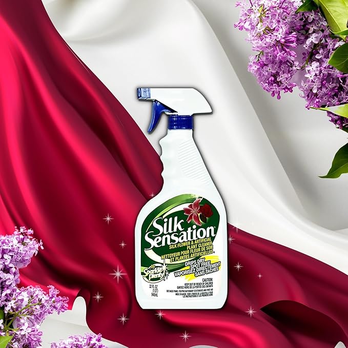 Sparkle Plenty Silk Sensation Artificial Flower & Plant Leaf Cleaner - Fake Flower Dusting Spray - Silk Plant Cleaner Spray No Wipe - Drip Dry Cleaning Supplies for Artificial Tree (32 oz, 3 Pack)
