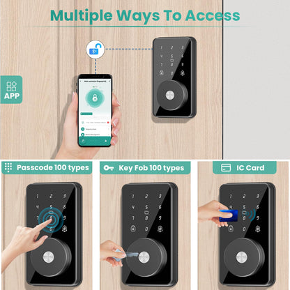 Smart Lock, 4-in-1 Keyless Entry Door Lock for Front Door, Digital Door Lock with Keypad, Bluetooth Smart Deadbolt, App Control