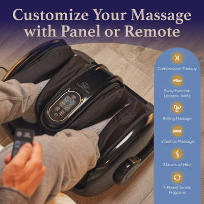 Cloud Massage Shiatsu Foot Massager with Heat - Deep Kneading & Compression, Adjustable Intensity, Multi-Mode Leg and Foot Massager with Remote Control, Anti-Slip Base - Standard Size, Black