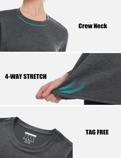 MAGCOMSEN Athletic Long Sleeve T Shirts for Women Workout Tops UPF 50+ UV Sun Shirt Quick Dry Running Hiking Tee Dark Grey, M
