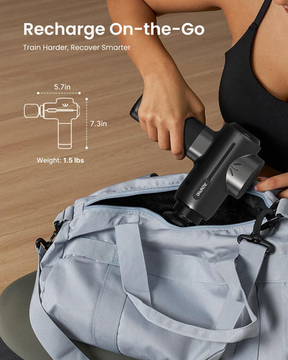RENPHO Massage Gun Deep Tissue, Portable Percussion Massager for Back and Neck, Gifts for Men and Women, Handheld Device with Carry Case, Active Green