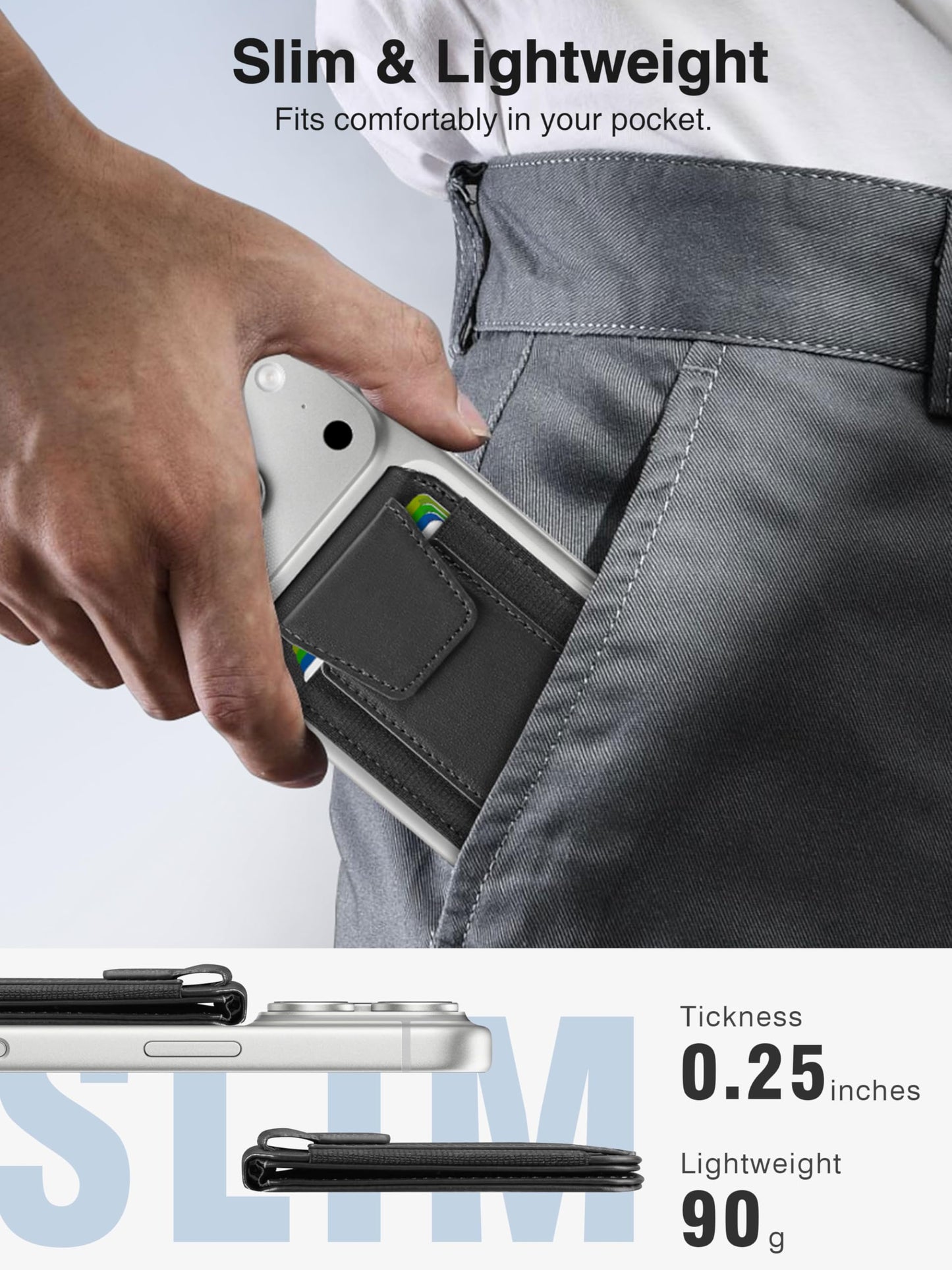 TopMade for MagSafe Wallet with Stand, Strongest Magnetic Wallet for iPhone 17/16/15/14/13/12 Series, Leather Magnetic card holder with Adjustable Stand, 9 Cards Holder, RFID Blocking, Black