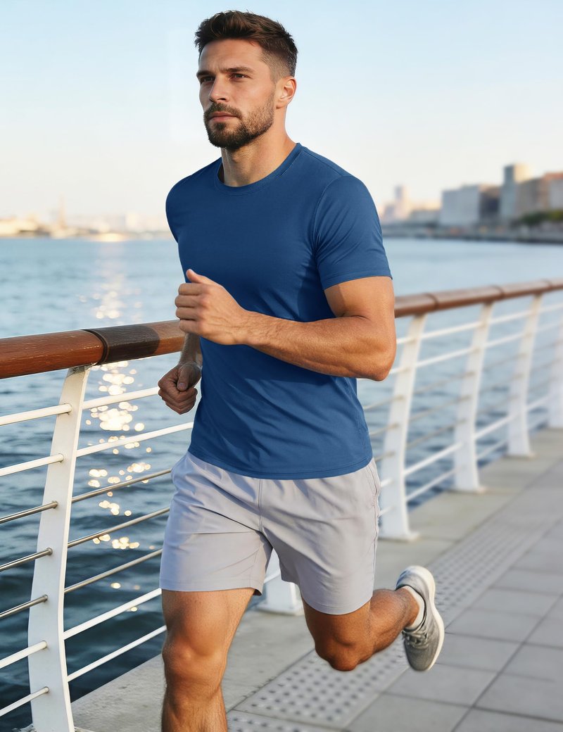 Mens Short Sleeve T Shirts UPF 50+ Shirt Sun Protection T-Shirts Rash Guards Gym Shirts Workout Quick Dry T-Shirt Blue Grey