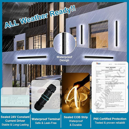 47inch Modern Outdoor Wall Light, Dimmable IP65 Waterproof Long Exterior Light Fixtures Wall Mount, LED Linear Outdoor Wall Sconce Lights, 2700K-6500K Outside Garage Lights for House Patio