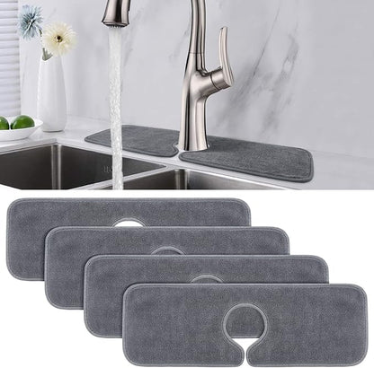 PoYang 4 Pack Faucet Mat for Kitchen Sink Splash Guard Short: Super Absorbent