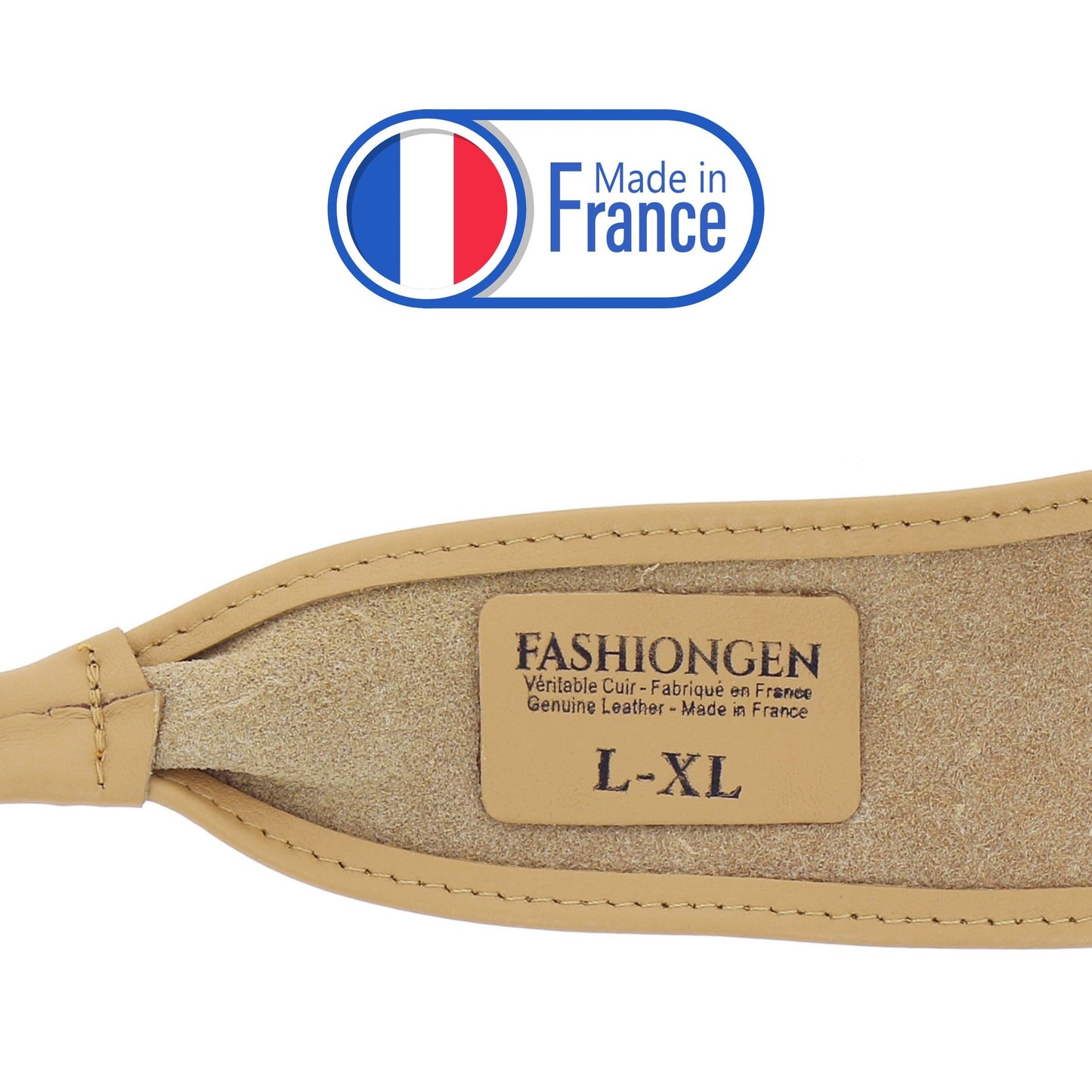FASHIONGEN - Woman Italian leather Obi belt, CASSIANE - Beige, 3XL