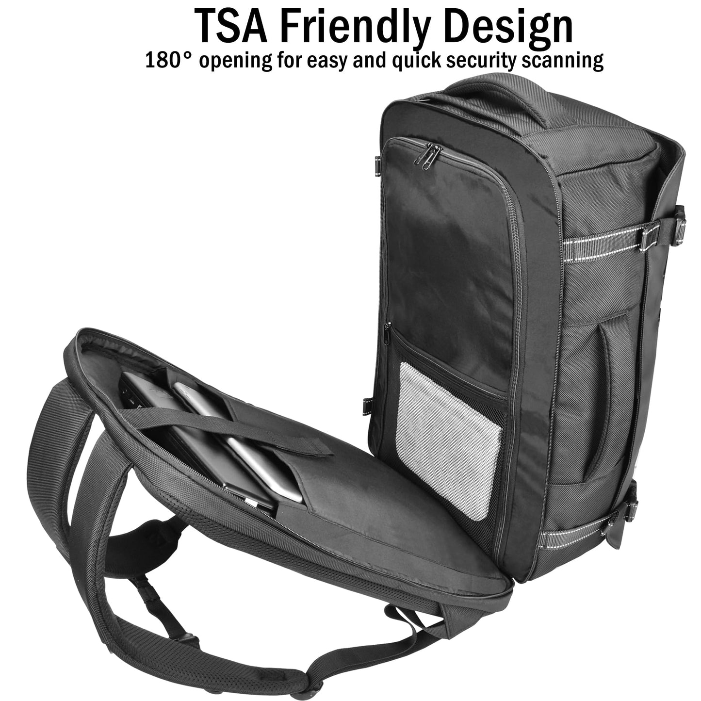HIGH FIT Travel Backpack 40L, TSA Friendly Airline Flight Approved Carry On Laptop Backpacks Lightweight Business Knapsack,Large Capacity Rucksack,Weekender Bag Daypack,Fits 17.3 Inch Laptop
