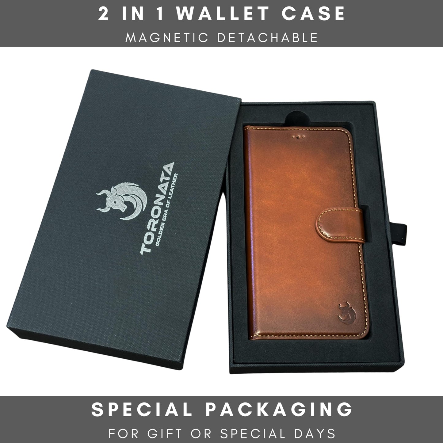 TORONATA Nevada Samsung Galaxy S24 Case – S24 Leather Case - Luxury S24 Wallet Case with Kickstand Design, Card Slots – Handcrafted Anti Scratch RFID Leather Wallet (Tan)