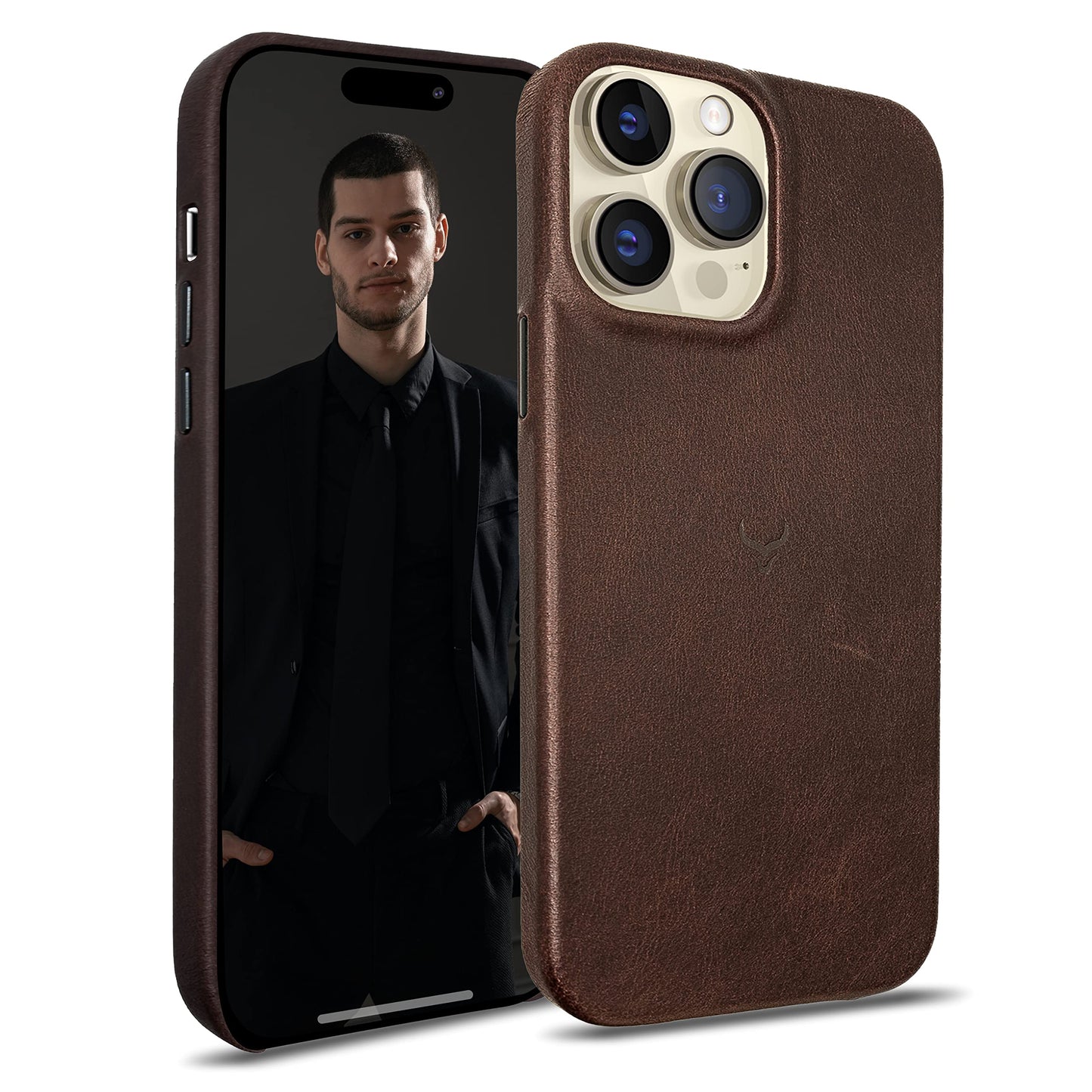 Cretanbull Handcrafted iPhone 14 Pro Max Genuine Leather Case Compatible with MagSafe - Oil Waxed Full Grain Anti-Scratch Leather Case - Shockproof, (Espresso)