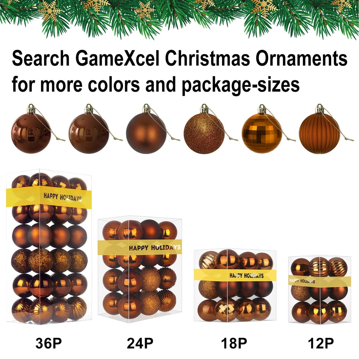Bronze 3.2" Large Christmas Balls - Christmas Tree Decoration Ornaments Shatterproof Hanging Balls for Birthday Halloween Holiday Wedding Decorations Set of 24pcs