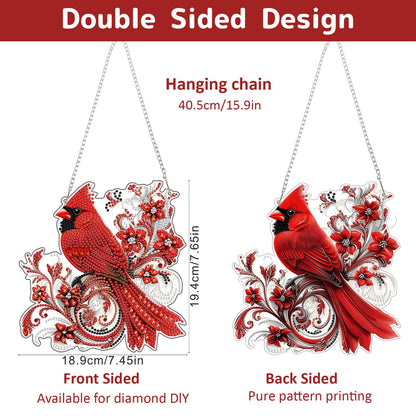 Genius maker Christmas Diamond Art Hanging Kits for Adults, Cardinal Diamond Painting Pendant Kits, DIY Acrylic 5D Special Shaped Crystal Diamonds Gem Art Painting Ornament for Home Wall Decor Gift
