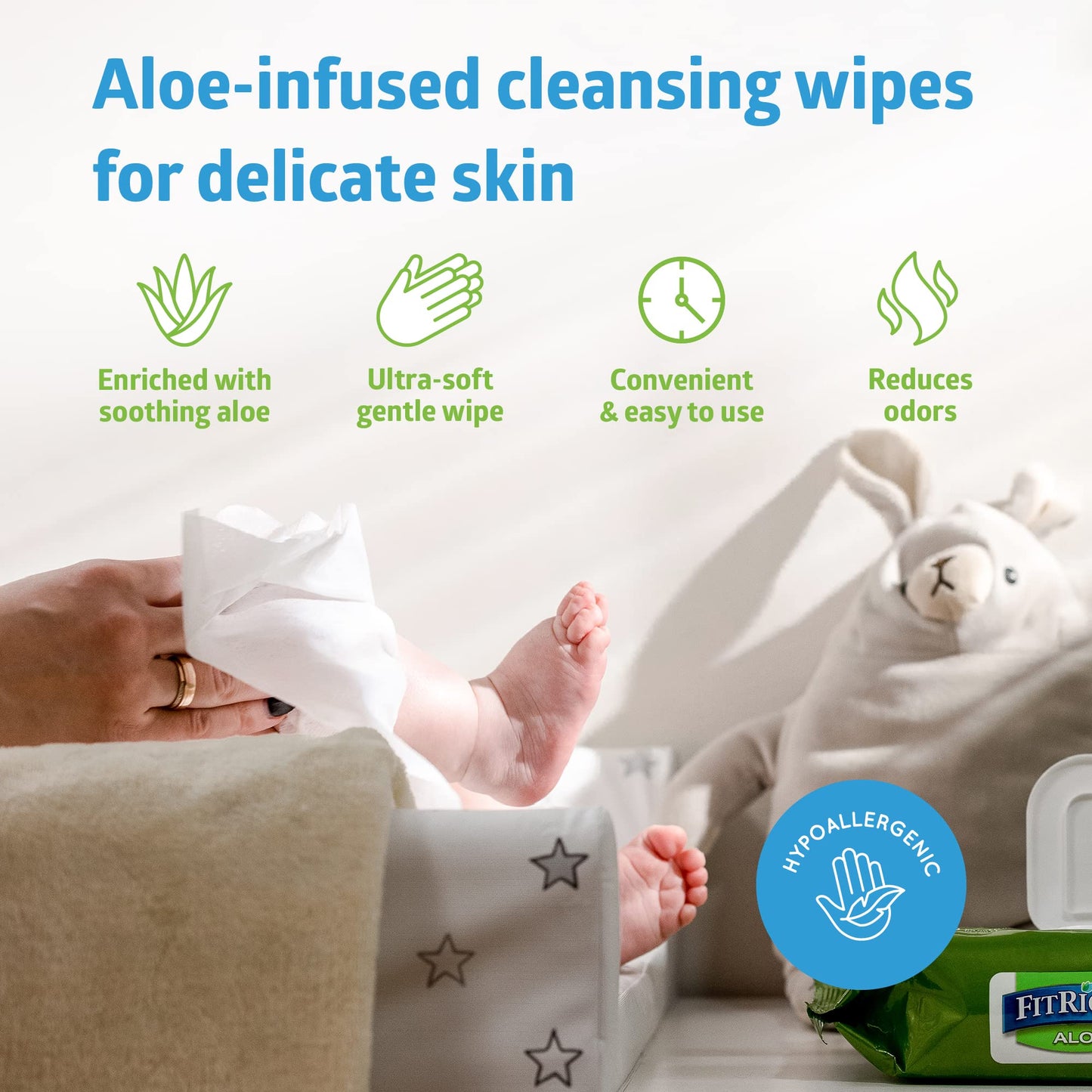 FitRight Personal Cleansing Wipes with Aloe 8x10 Unscented 600 Count