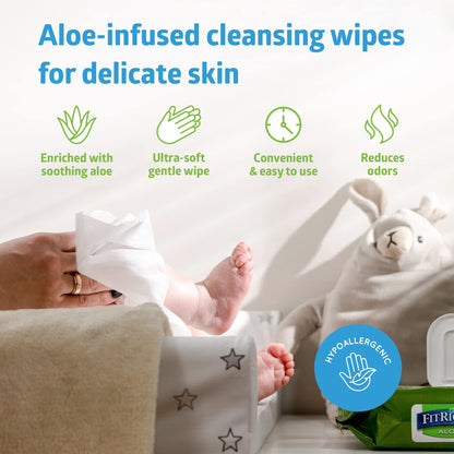 FitRight Personal Cleansing Wipes with Aloe 8x10 Unscented 600 Count