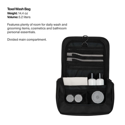 RAINS Texel Wash Bag – Green Waterproof Toiletry Travel Organizer for Men and Women - Wash Bag with Zip Closure and Multiple Compartments – 2 Year Warranty