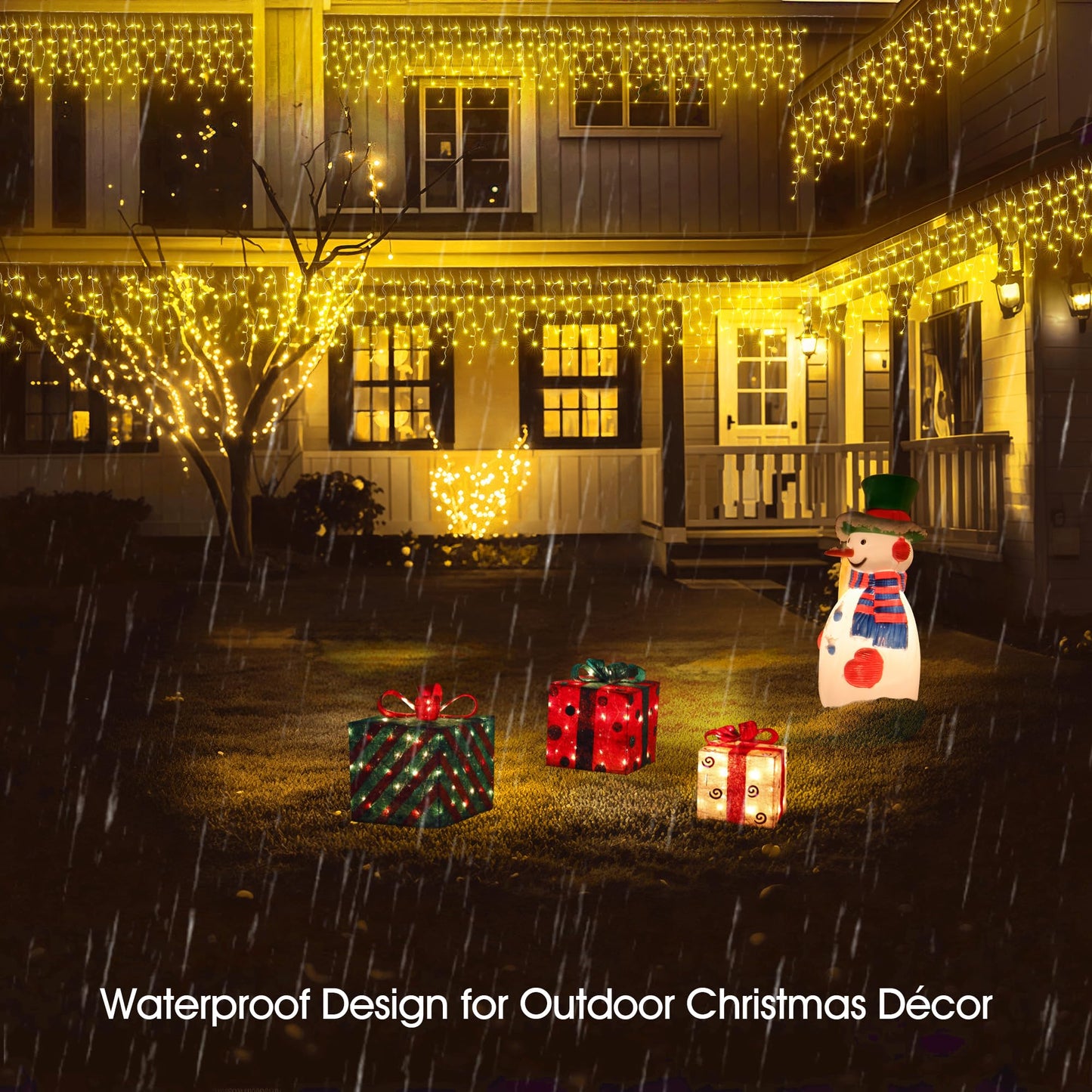 WBao Christmas Lights Outdoor, 432 LED 33FT Icicle Lights with 81 Drops, Remote Control, 3 Timer Settings, 8 Modes, Waterproof, Connectable Fairy Lights for Wedding, Holiday Eaves Decor, Warm White
