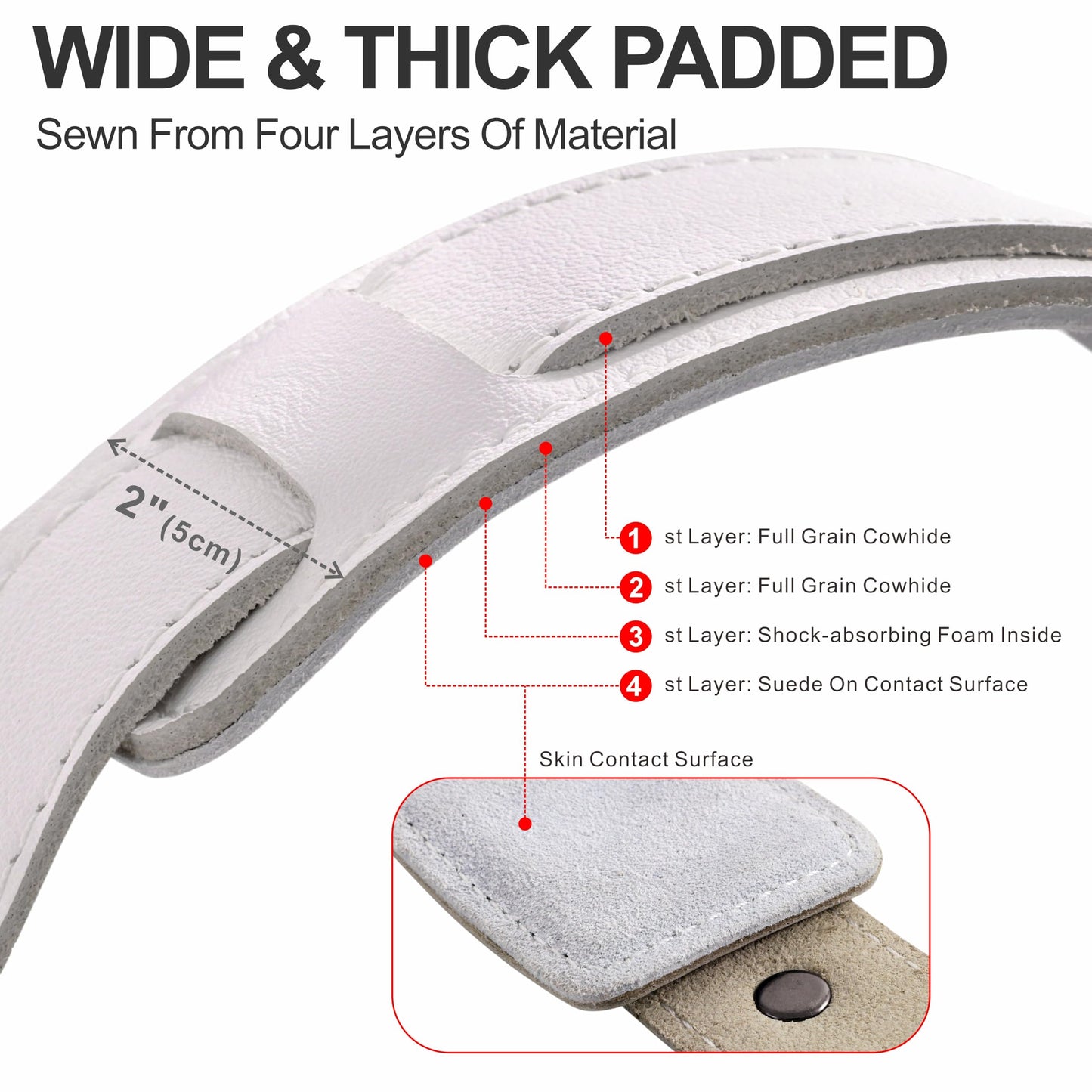Padwa Lifestyle White Dual Camera Harness for Two Cameras - Wide Strap with Thick Shoulder Padded,Full Grain Leather Double Harness,Multi Camera Gear for DSLR Strap for Photographers