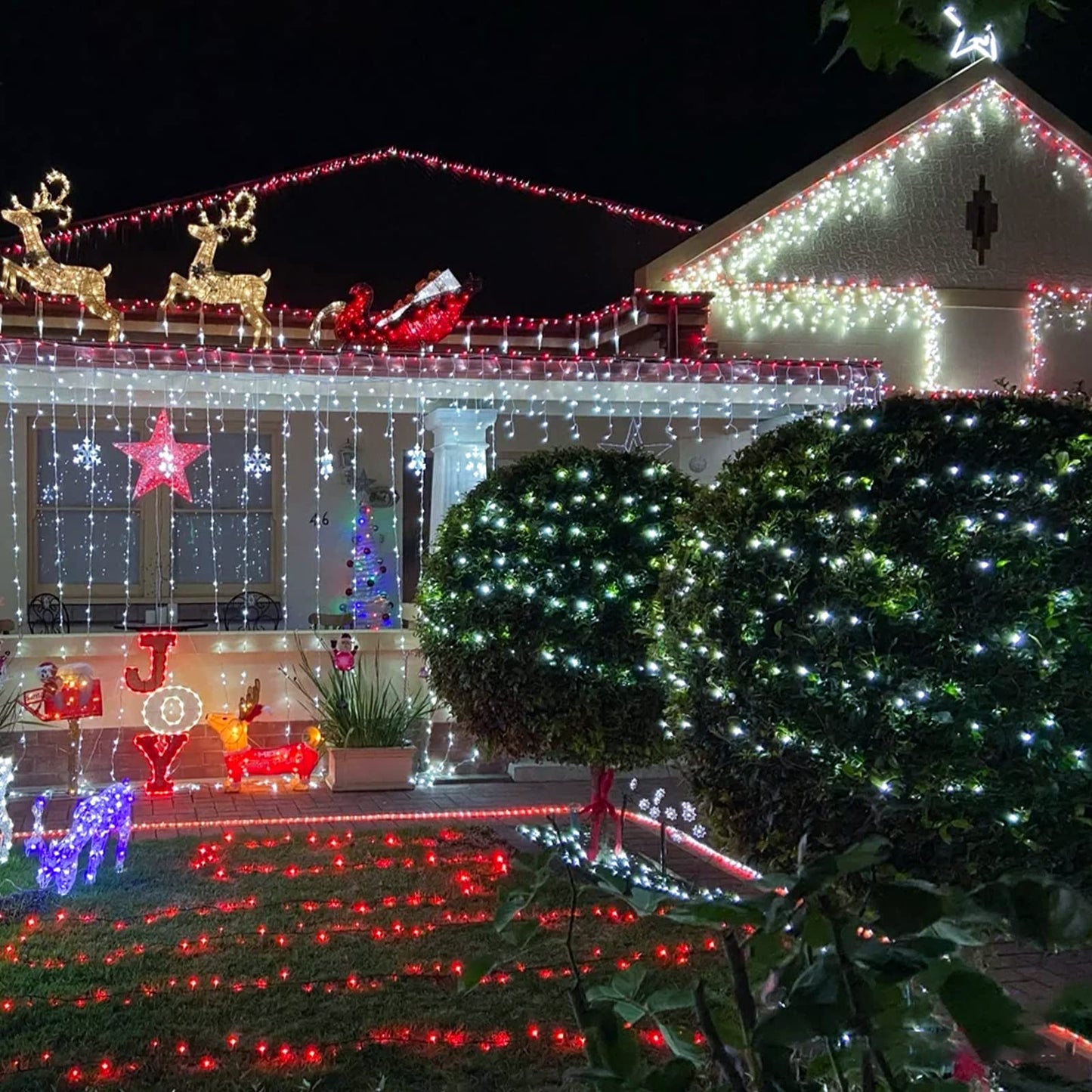 Christmas Lights Outdoor - 99 ft 1216 LED Icicle Lights for Outside - Plug in 8 Modes Twinkle Lights for Christmas Decorations Outdoor House Patio Yard - Cool White