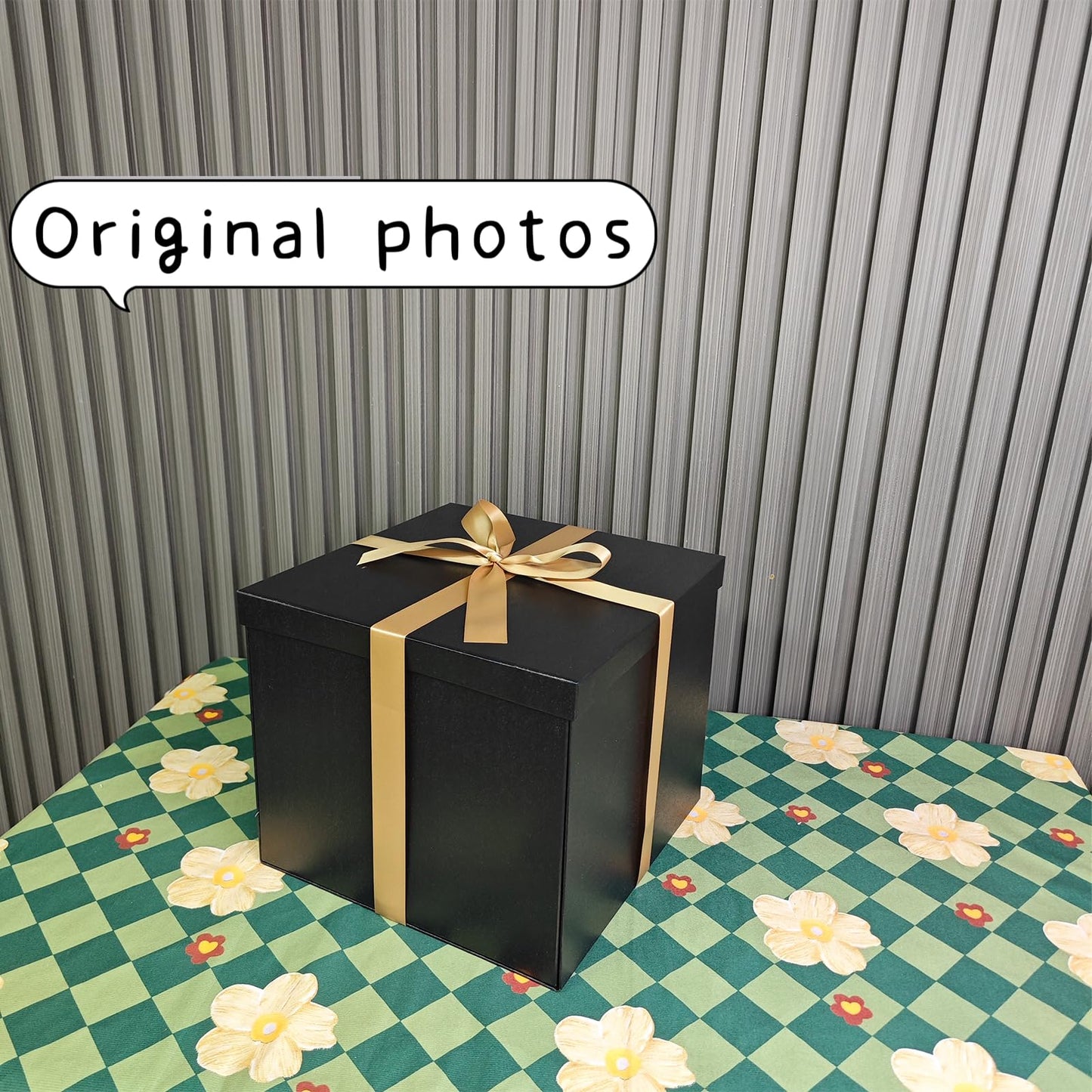 YINUOYOUJIA Large Gift Box 12x12x10 Inches,Black Boxes for presents with Ribbon,Card,Shredded Paper for Birthday,Valentine's Day,Mother's Day,Christmas,Anniversaries.