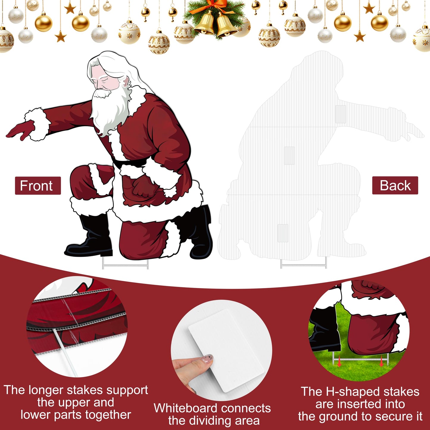 Santa Jesus Nativity Yard Sign Large 90cm Tall Weatherproof Religious Santa Holy Jesus Birth Christian Nativity Scene with Metal Stakes for Outdoor Christmas Holiday Lawn Home Garden Yard Decor