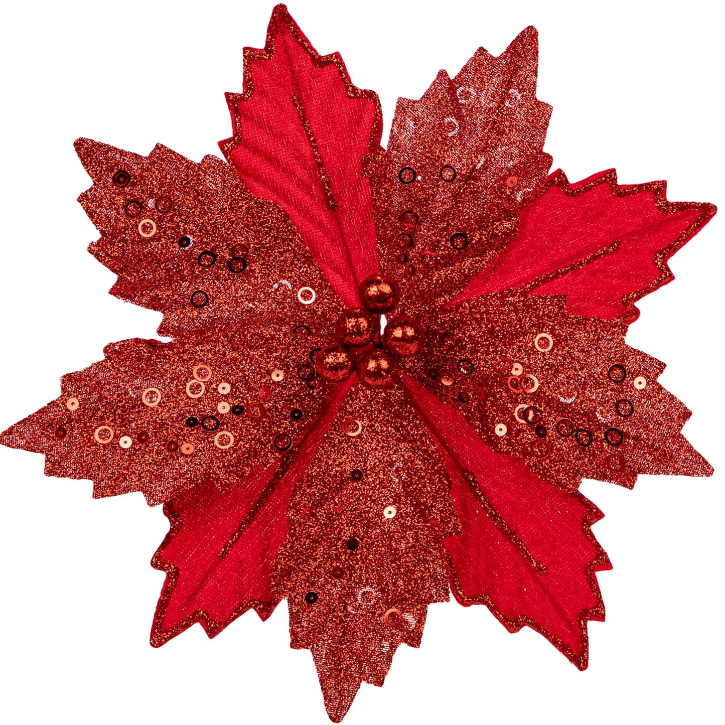 Briful 9'' Poinsettias Artificial Christmas Flowers 8PCS Silk Christmas Floral Picks and Sprays Large Red Poinsettias Flowers with Clips for Xmas Tree Vase Arrangement Wreath Decor