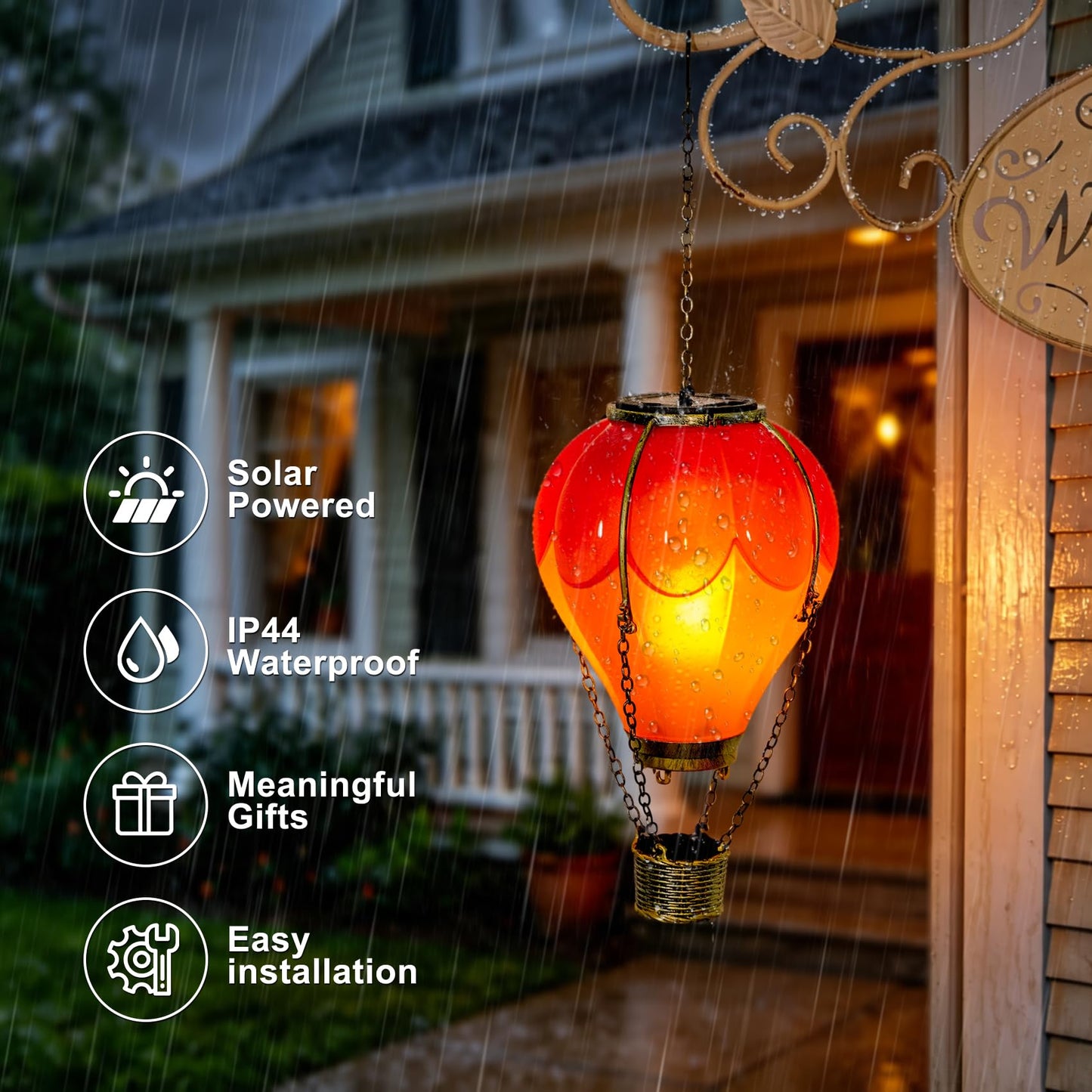 Hot Air Balloon Solar Lantern Outdoor Waterproof, Solar Powered Light for Garden Patio Yard Pathway Porch, Gift for Mom Grandma Women – Pink (1 Pack)