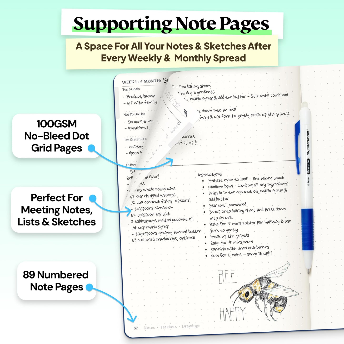 Purpose Planner Notebook A5 5.8”x8.3” Undated 2026 Daily Weekly and Monthly Productivity Goal Setting Tool for Work Home ADHD Planner for Adults Self Care Journal (Navy Hardcover)